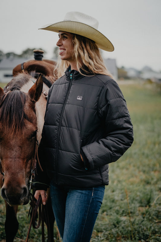 'Valencia' Women's Black Puff Jacket by Kimes Ranch (S-XXL)