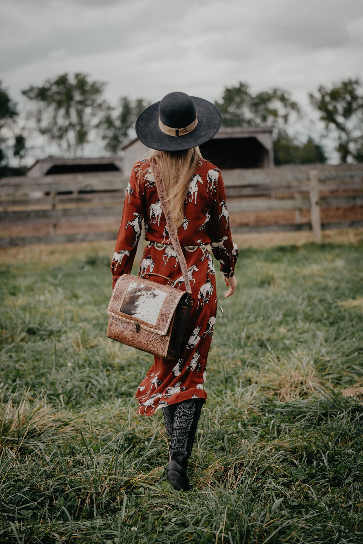 'Mallory' Rust Horse Button Down Maxi Dress (S-XXL)