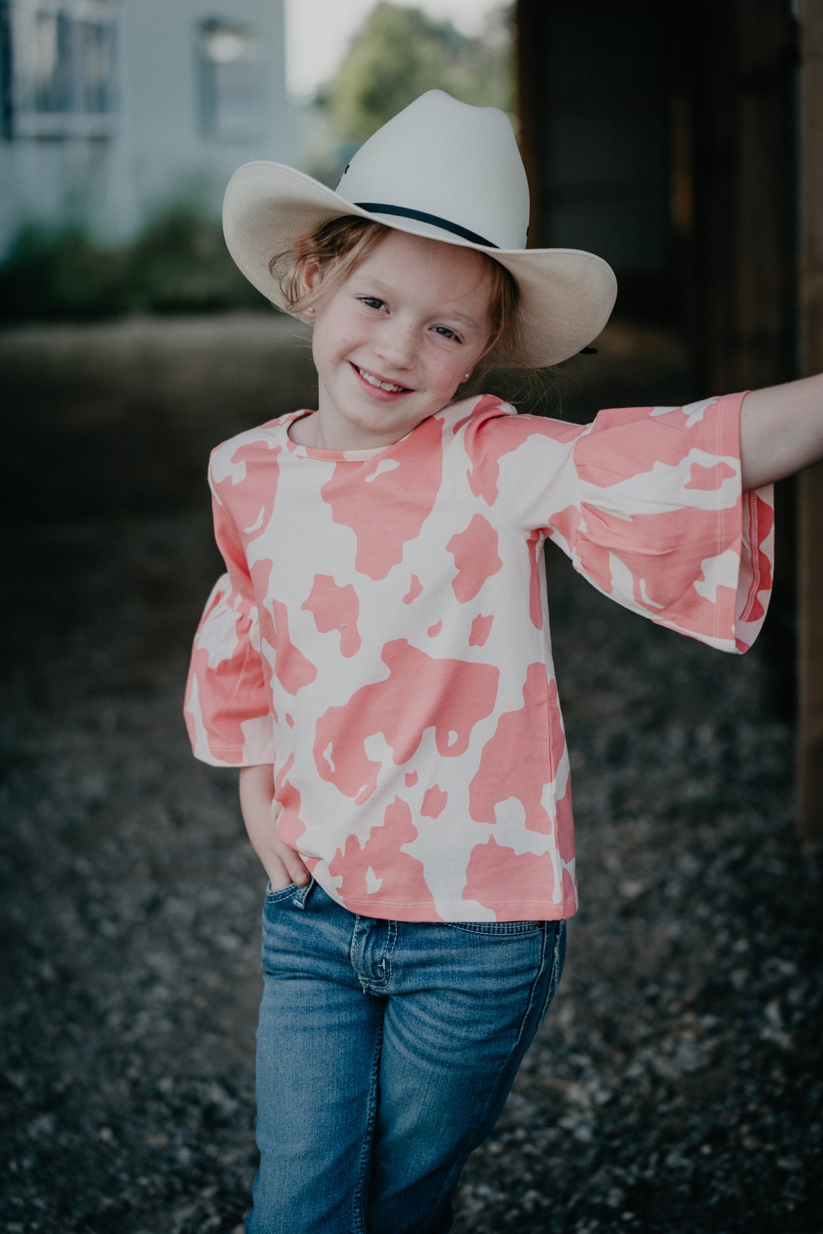 Girls Pink Wrangler Cowprint Top (XS-S Only)