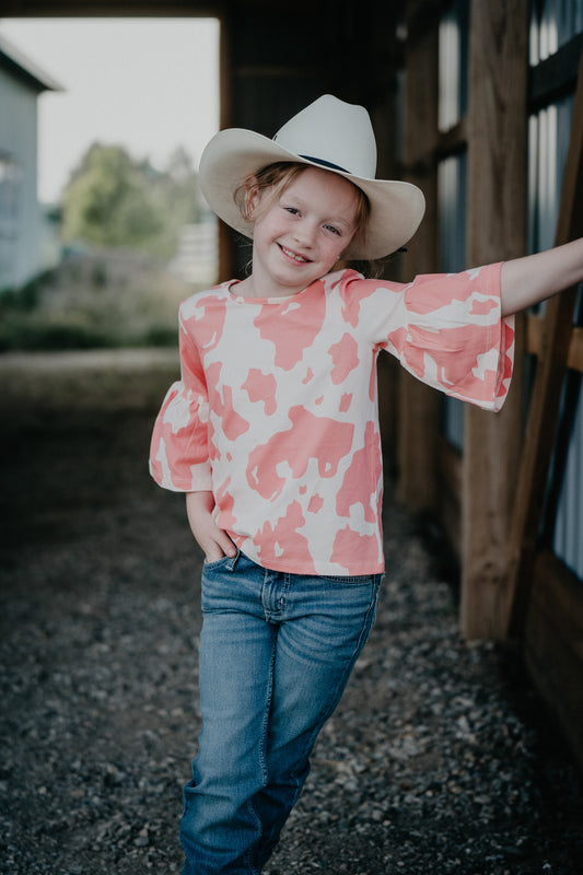 Girls Pink Wrangler Cowprint Top (XS-S Only)