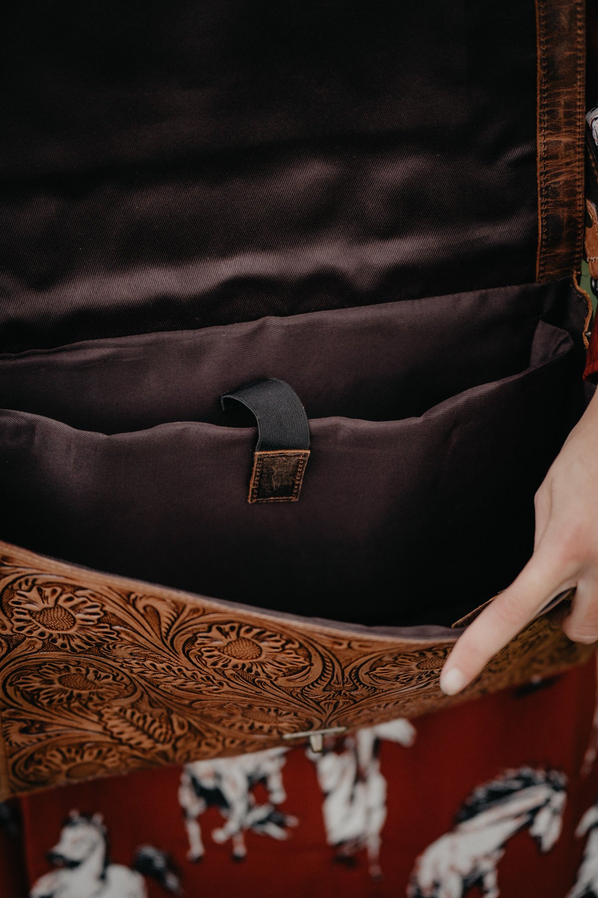 Tooled Leather & Cowhide Briefcase