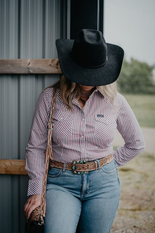 'Darby' Wrangler Women's Striped Button Up Long Sleeve Shirt (XL Only)