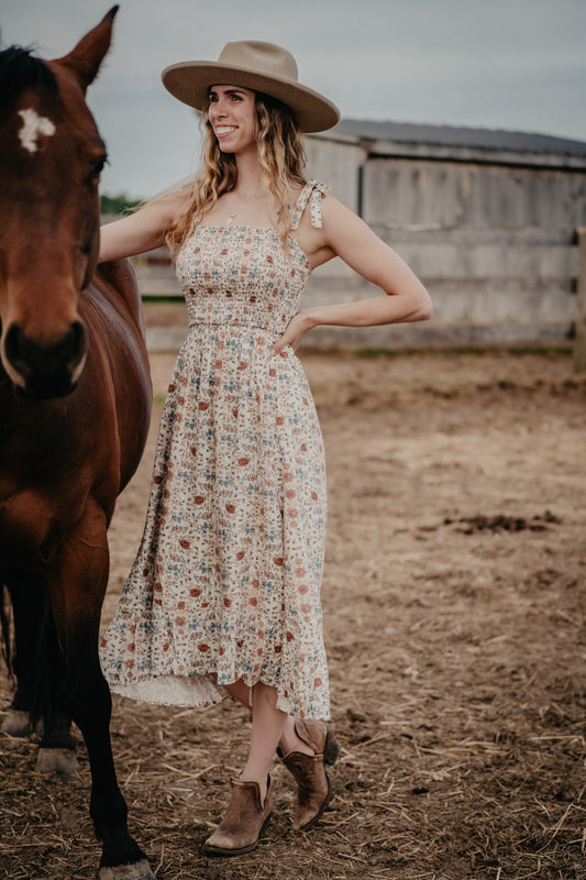 'Wren' Floral Smocked Dress (L Only)