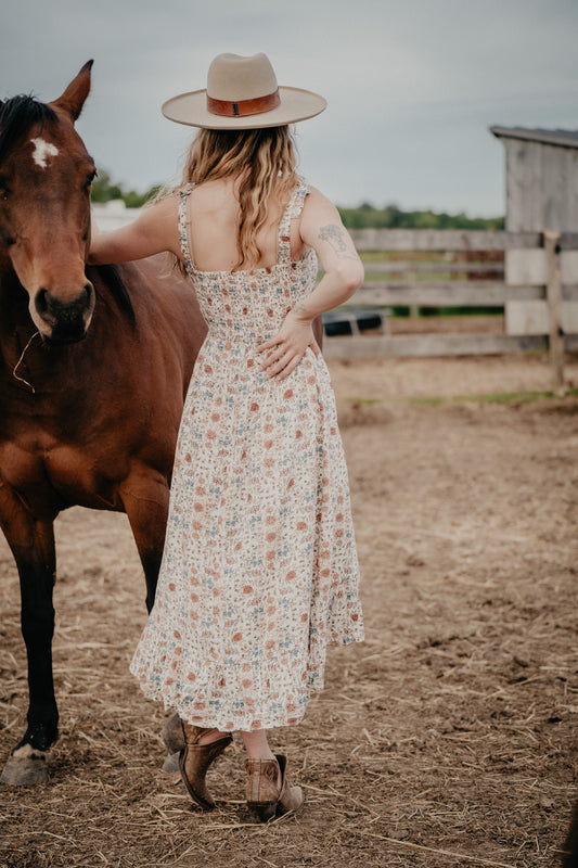 'Wren' Floral Smocked Dress (L Only)