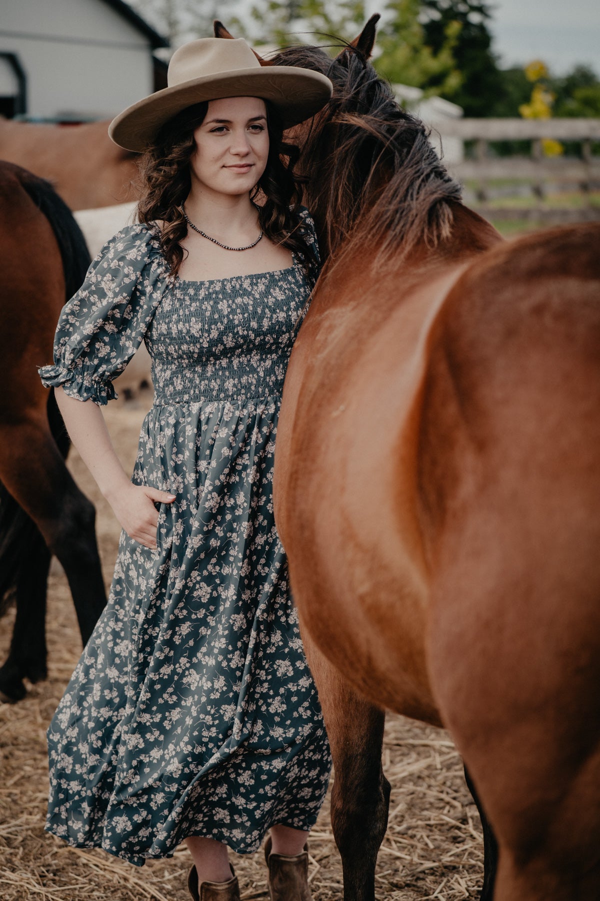 'Clayton' Floral Puff Sleeve Midi Dress (S-L)