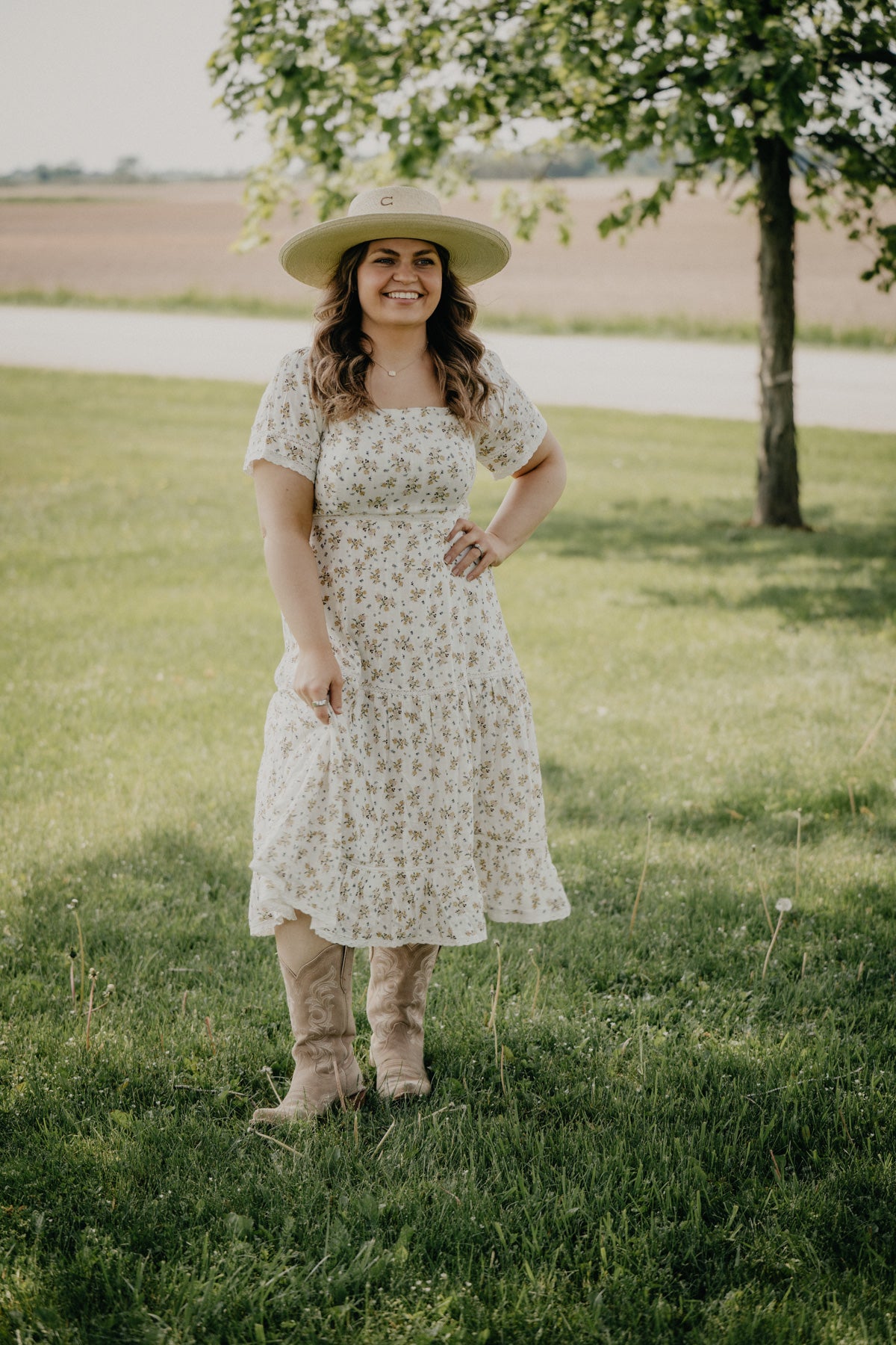 'Marley' Floral Cream Midi Dress (S-XXL)