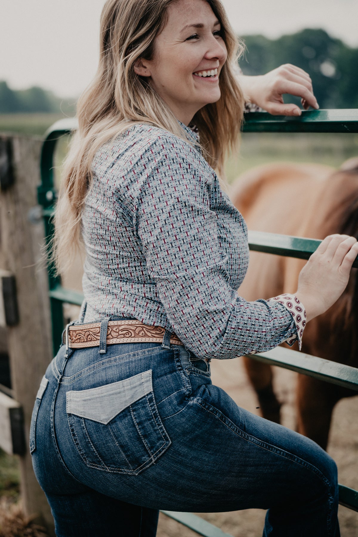'Robbie' High Rise Mega Flare Jean with Raw Hem by Ariat