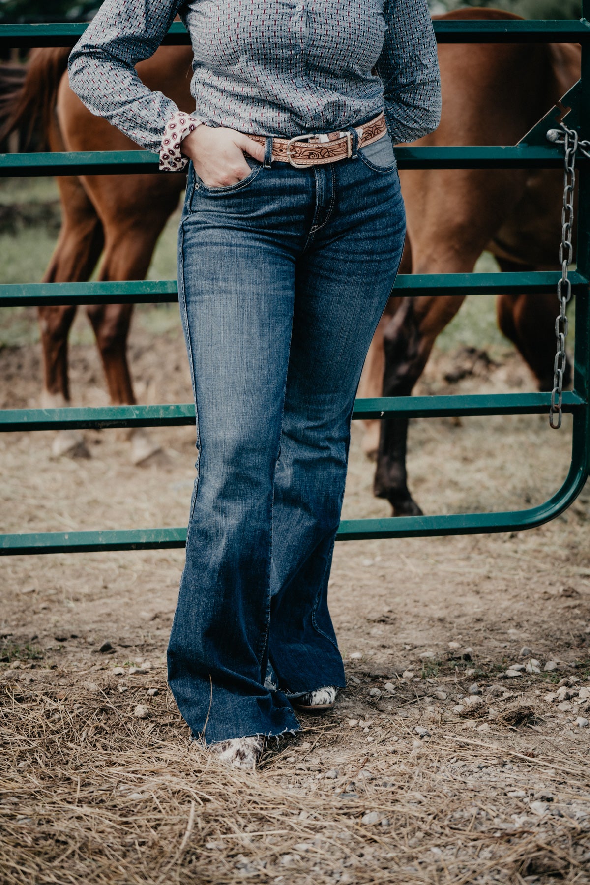 'Robbie' High Rise Mega Flare Jean with Raw Hem by Ariat (1 30S Only)