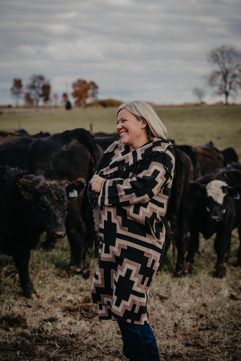 'Janine' Women's Ariat Cardigan Coat with Fringe Detail (XS-XXL)