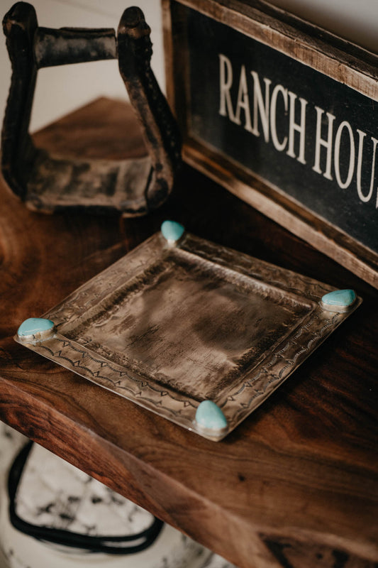 Silver Tray with Turquoise Accents