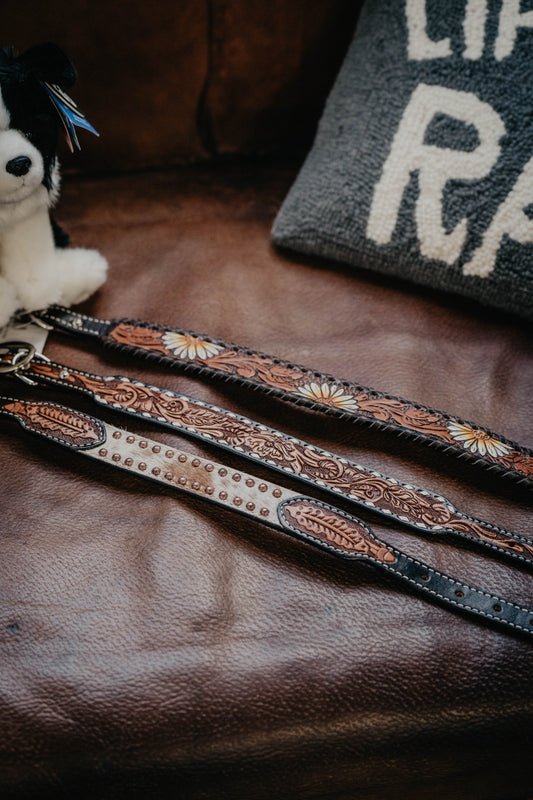 Leather Tooled Dog Collars (Various Designs)