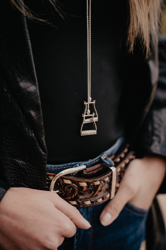 Slide Stirrup Sterling Chain Bolo Necklace