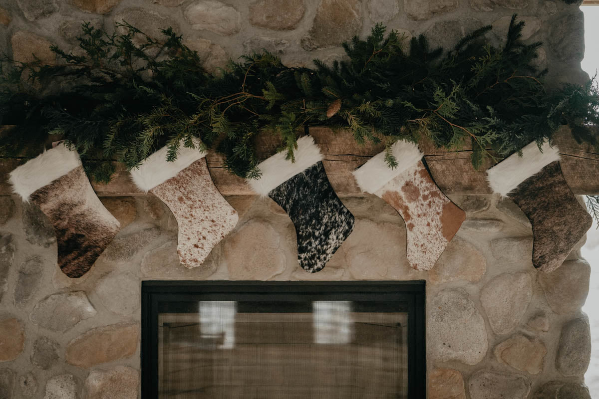 Handmade Cowhide Christmas Stockings