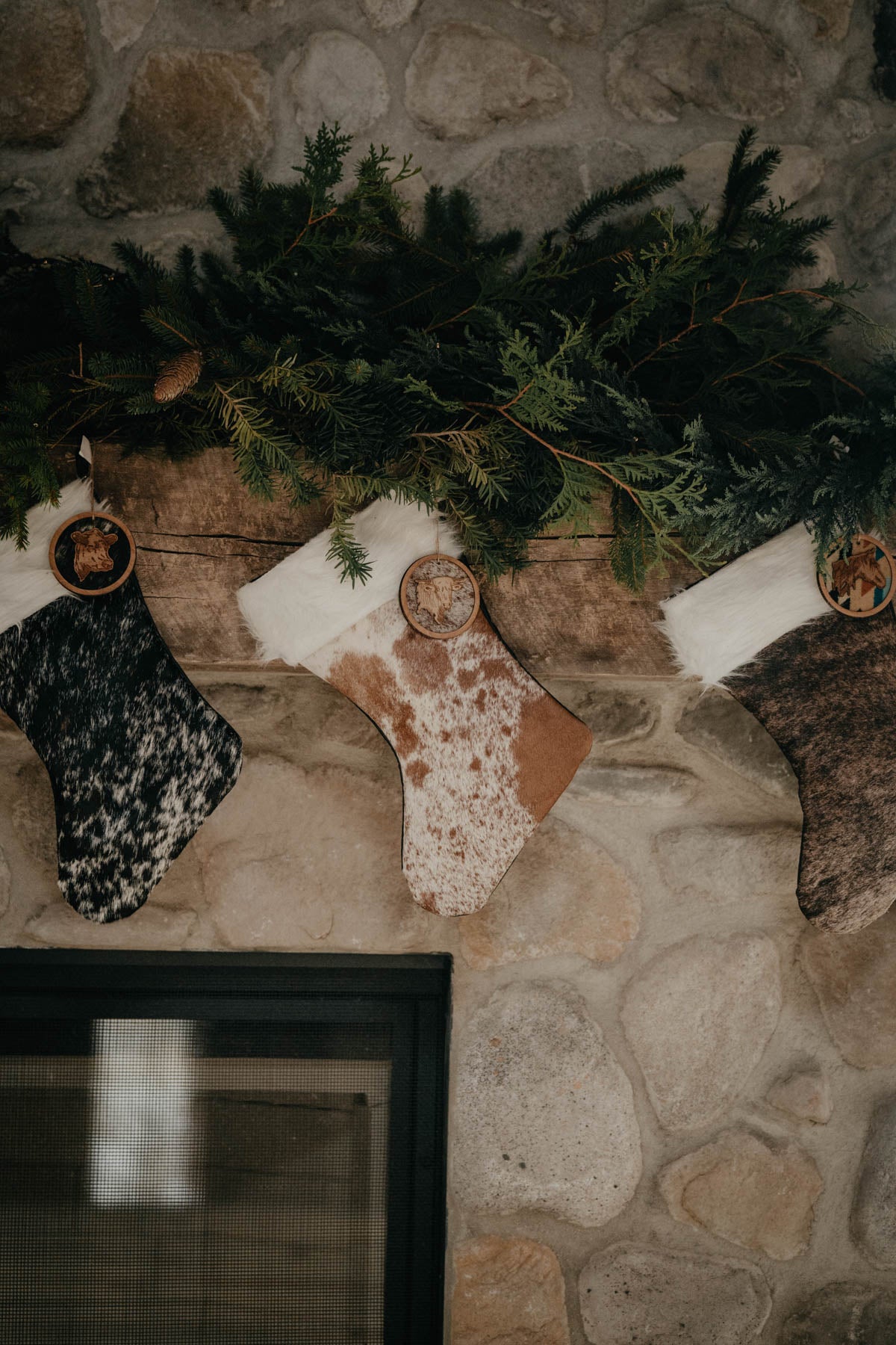 Handmade Cowhide Christmas Stockings