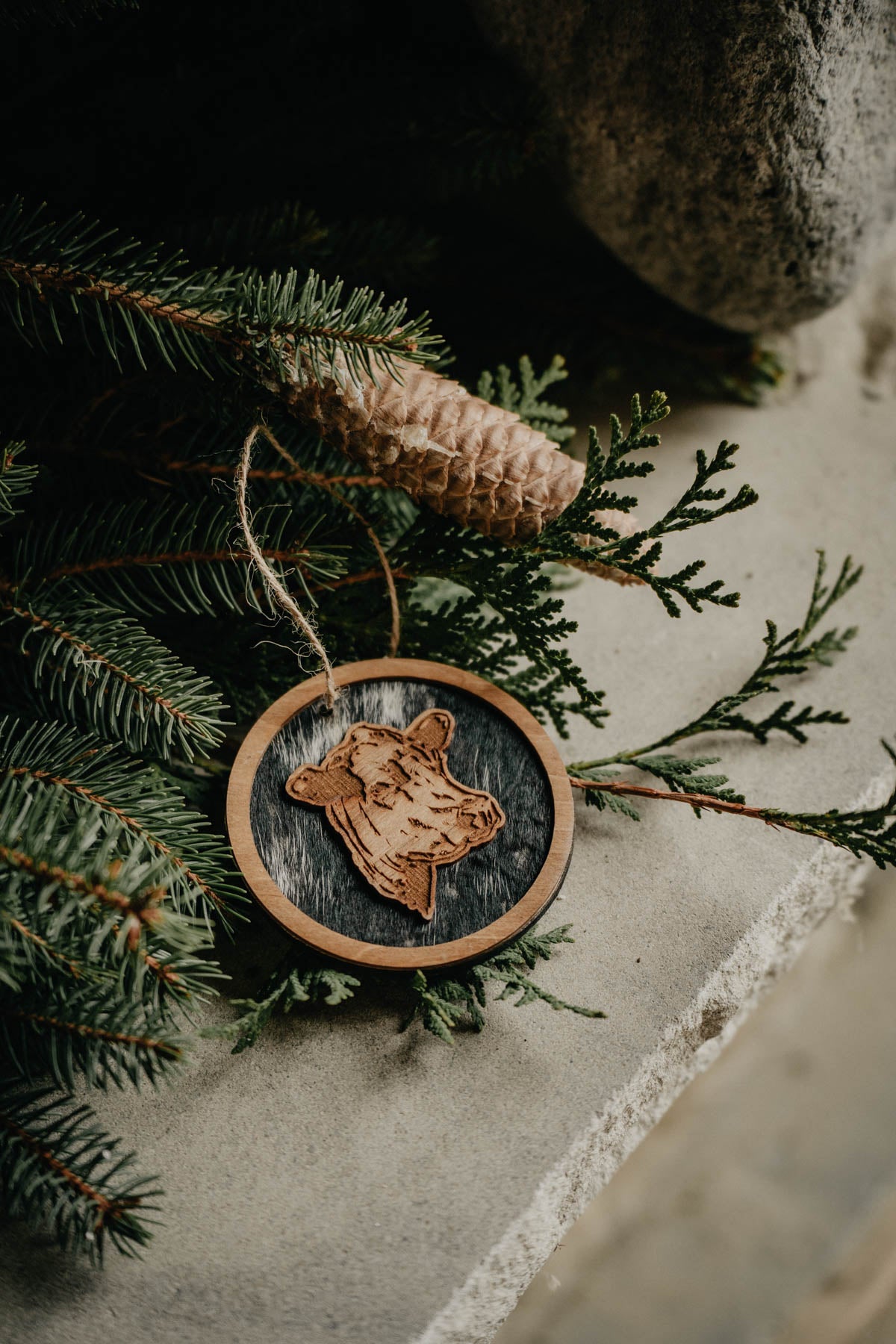 Wood Cold Cactus Lasered Cowhide & Pendleton Ornaments