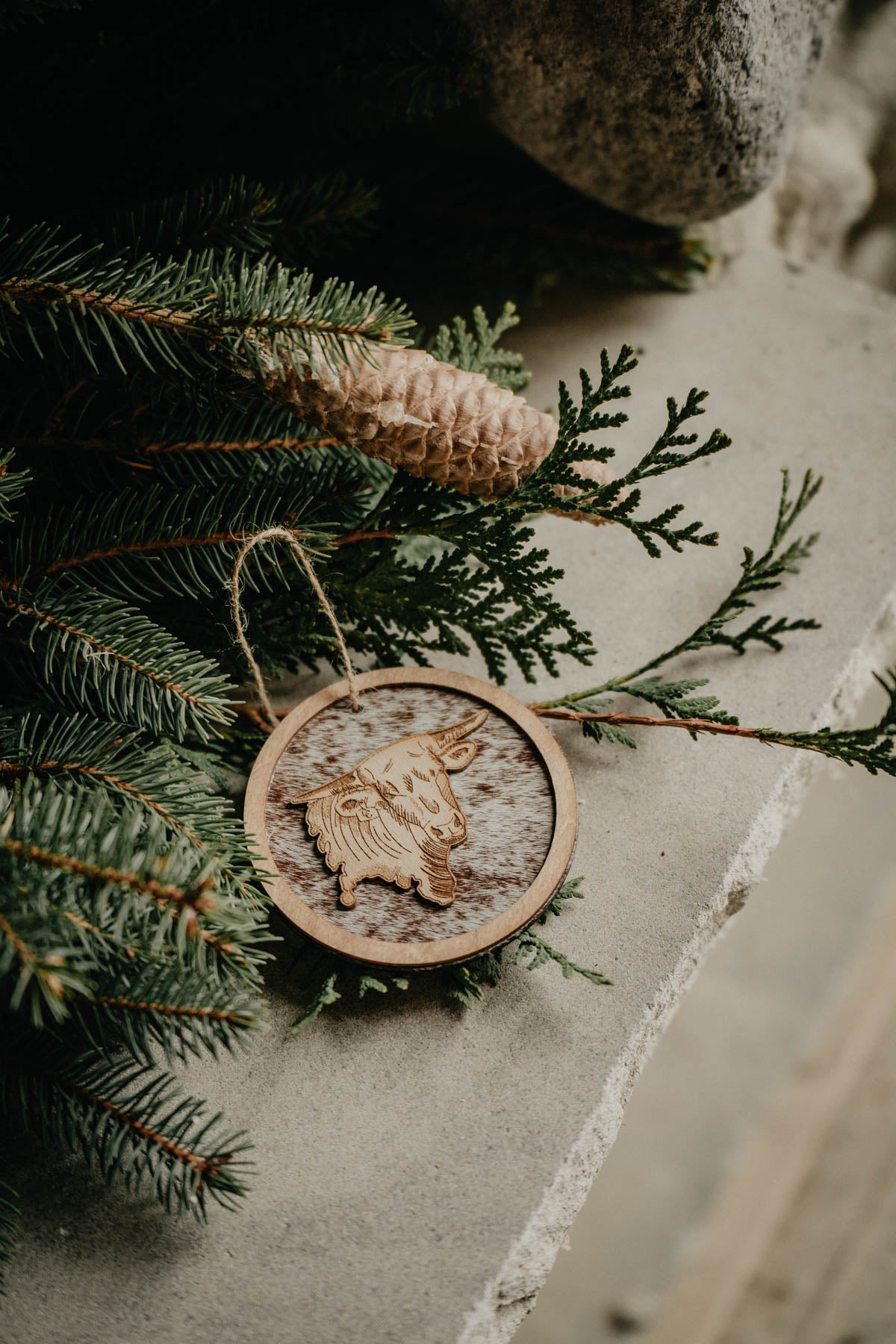 Wood Cold Cactus Lasered Cowhide & Pendleton Ornaments