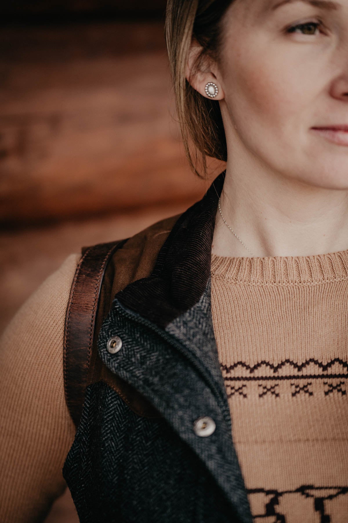 'Channel' Charcoal Herringbone Wool Vest by Madison Creek (1 S only)