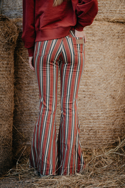 'Road Runner' Wrangler Lainey Wilson Red Striped Flare Jeans (24-34)