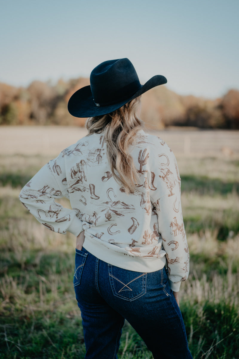 'Lulu' Western Print Crewneck Top (S-L)