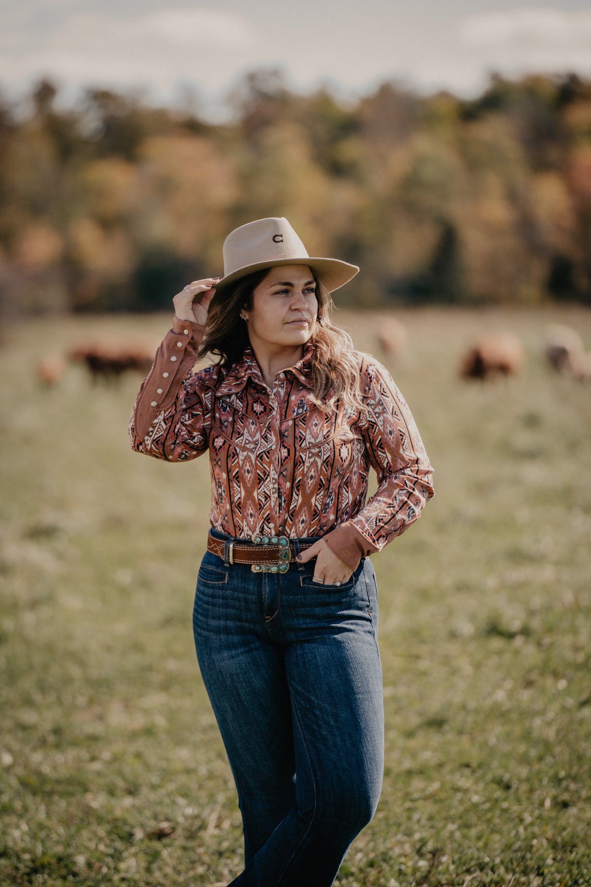 'Straight Up Sideways' Wrangler x Lainey Checotah Snap Shirt (XS-XL)