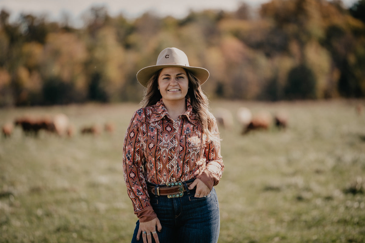 'Straight Up Sideways' Wrangler x Lainey Checotah Snap Shirt (XS-XL)