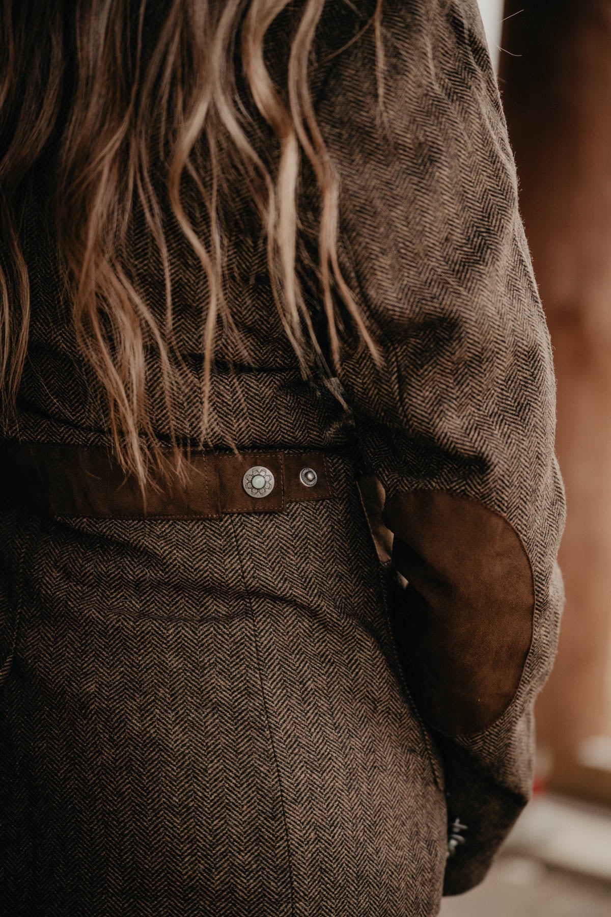 'Katmai' Brown Wool Blazer Herringbone by Madison Creek (XL Only)