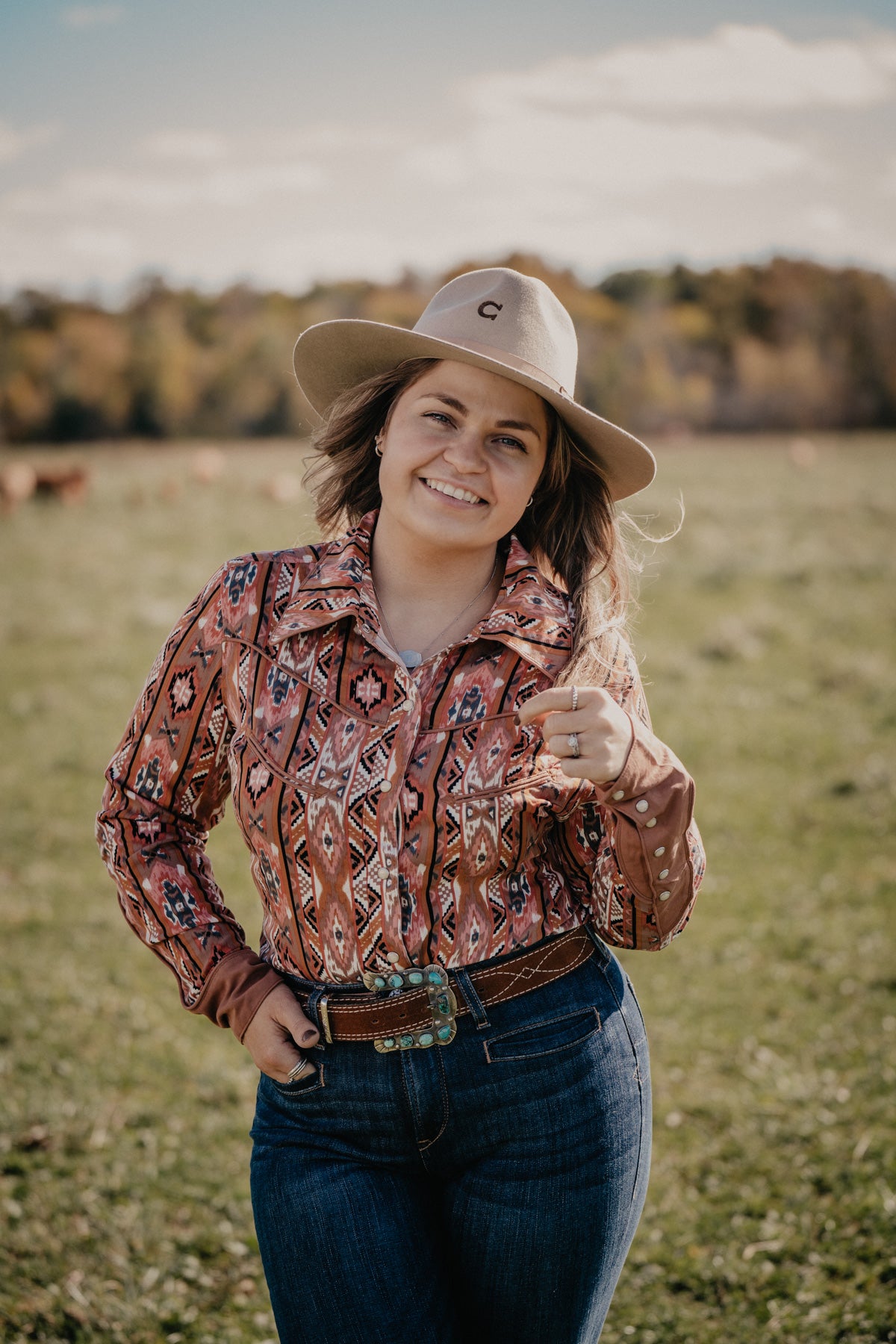 'Straight Up Sideways' Wrangler x Lainey Checotah Snap Shirt (XS-XL)