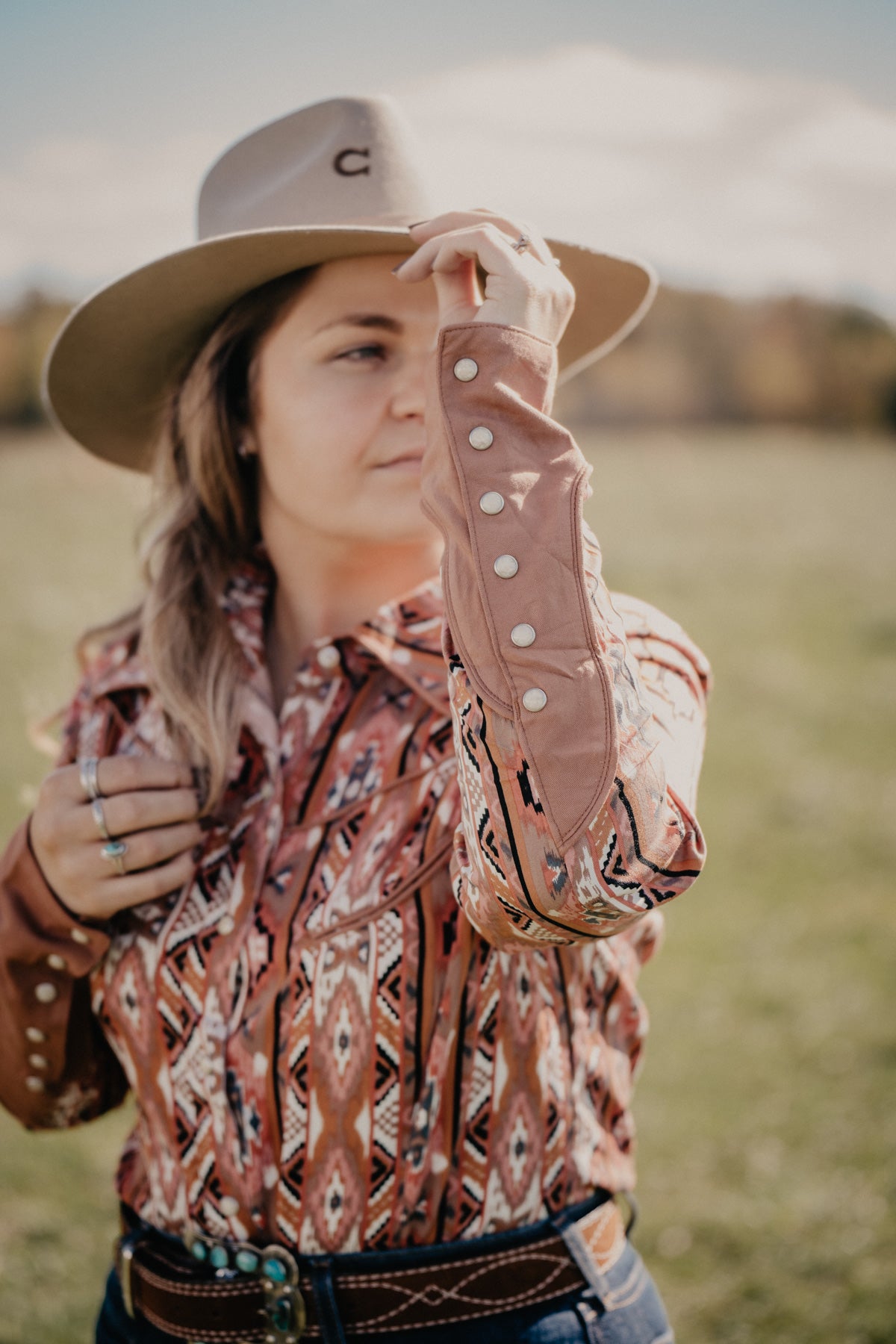 'Straight Up Sideways' Wrangler x Lainey Checotah Snap Shirt (XS-XL)