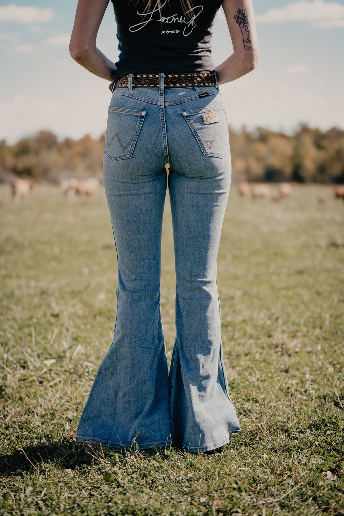 'Whirlwind' Wrangler Lainey Wilson Light Wash Flare Jeans (24-34)