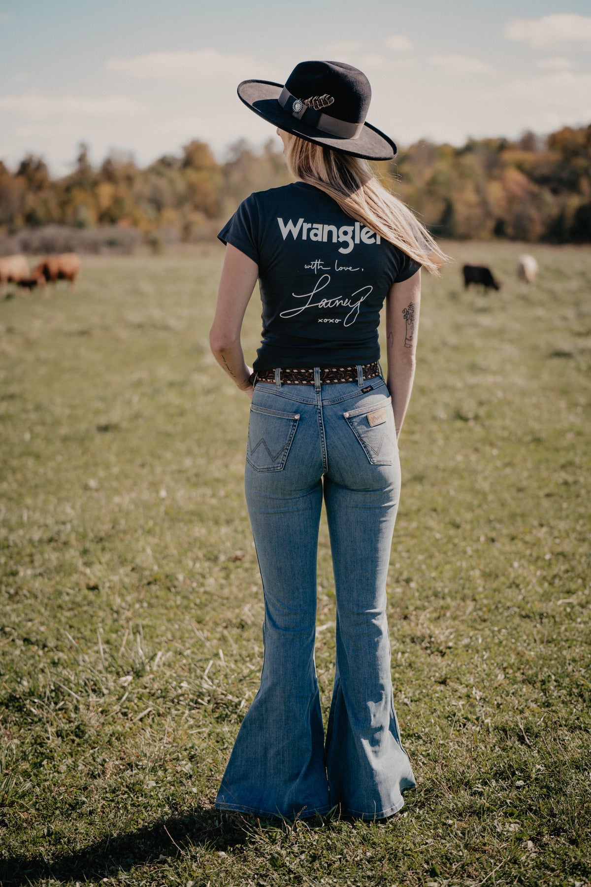 'Whirlwind' Wrangler Lainey Wilson Light Wash Flare Jeans (24-34)