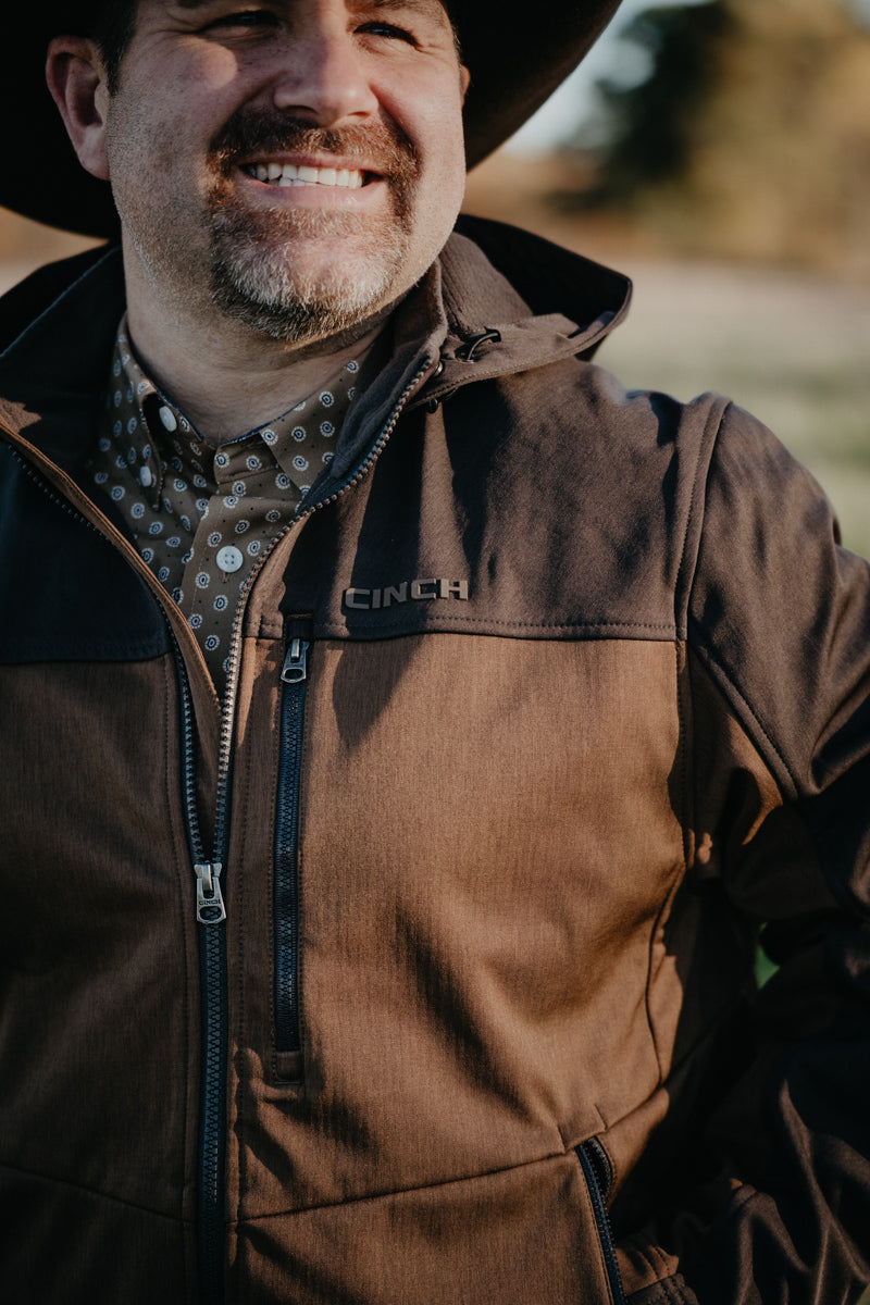 'Roman' Men's 2-Tone Brown Hooded Soft Shell CINCH Jacket (S-XXL)
