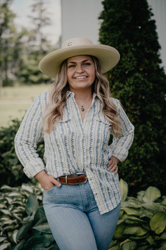 'Devon' Floral Striped Pearl Snap Shirt (S-XL)