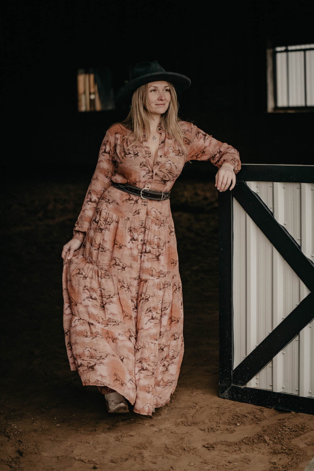 'Gallop Away' Ariat Horse Print Maxi Dress (One L Only)