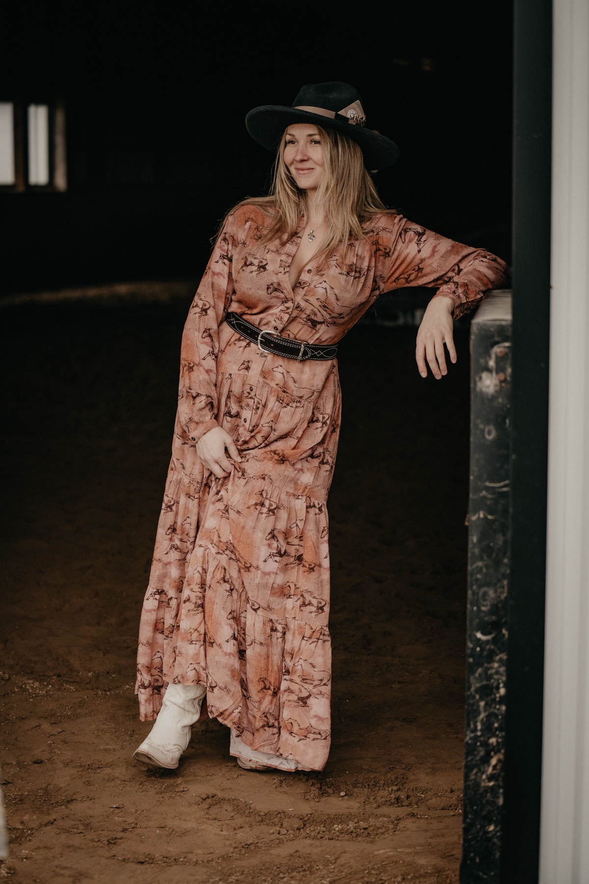 'Gallop Away' Ariat Horse Print Maxi Dress (One L Only)