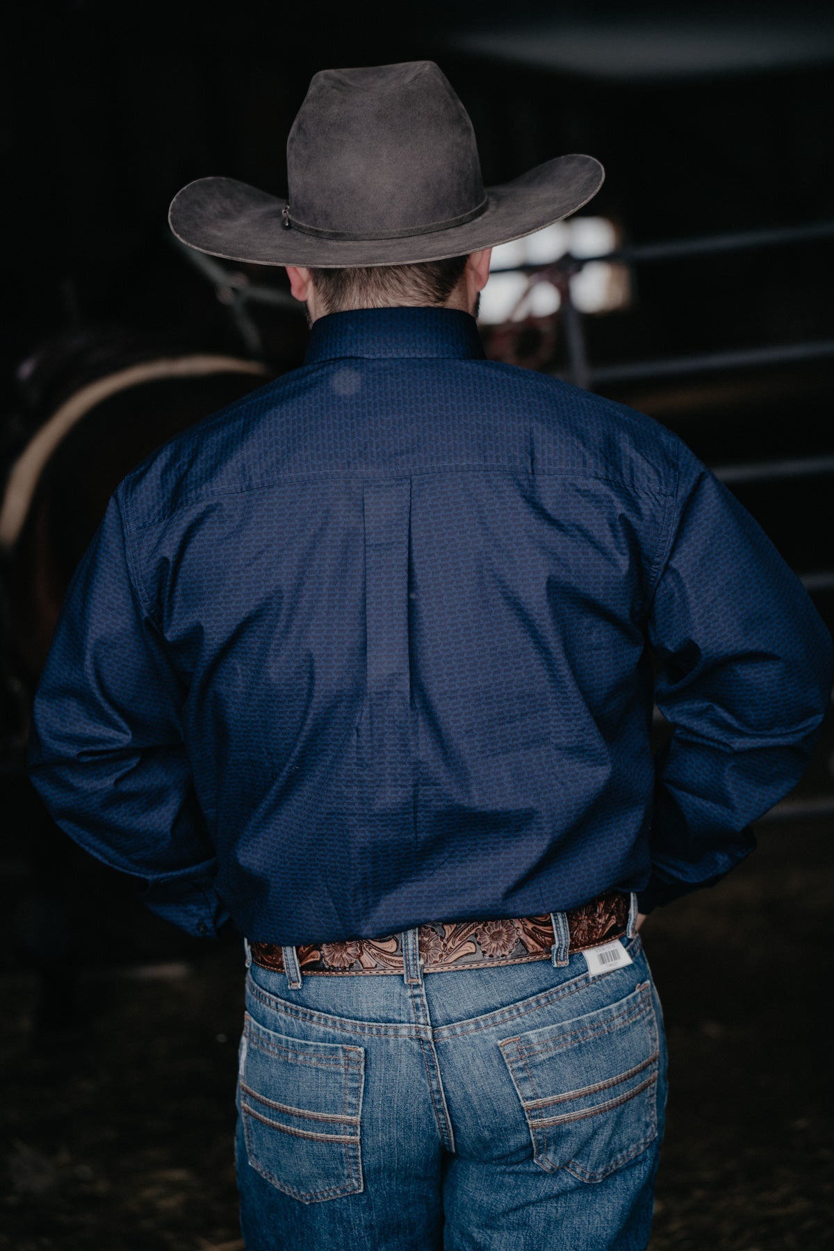 'Johnny' CINCH Navy Mini Cow Print Men's Button Up (XS-XXL)