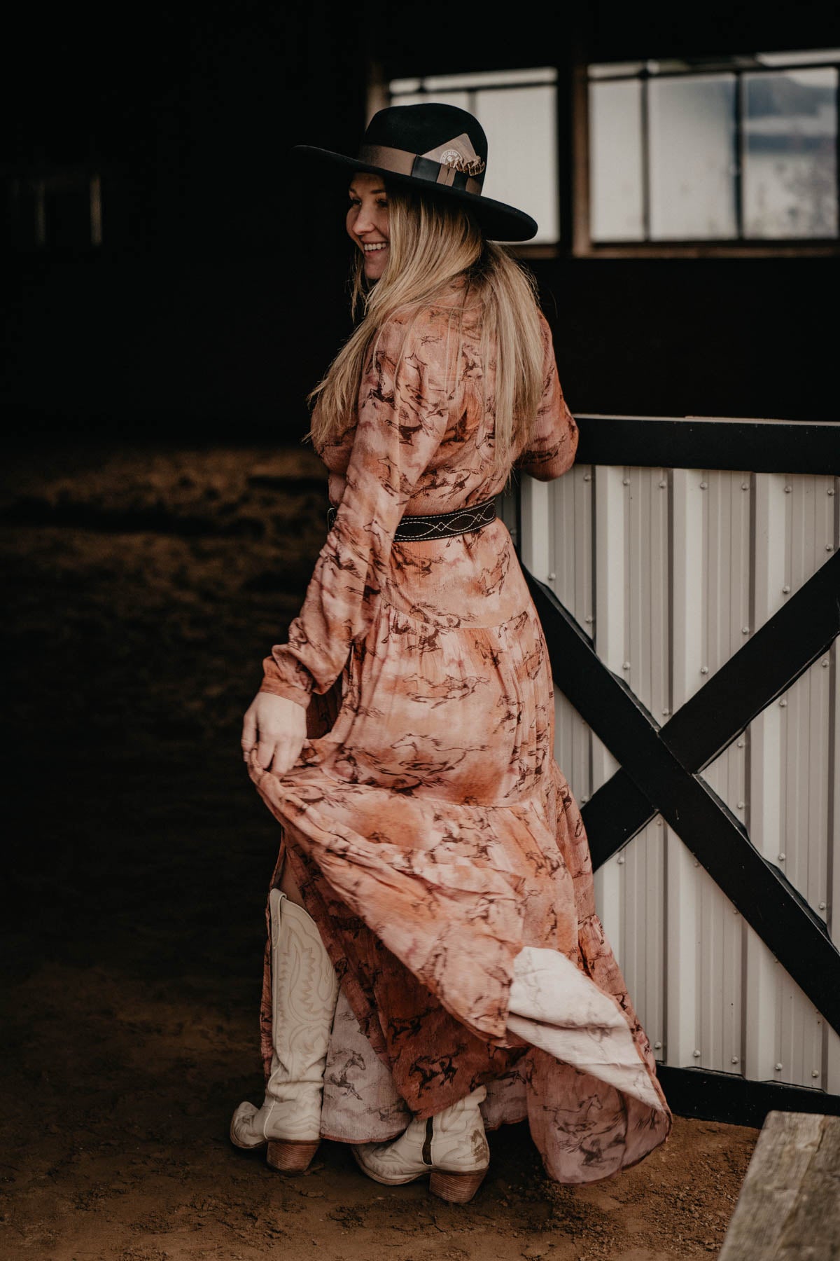 'Gallop Away' Ariat Horse Print Maxi Dress (One L Only)