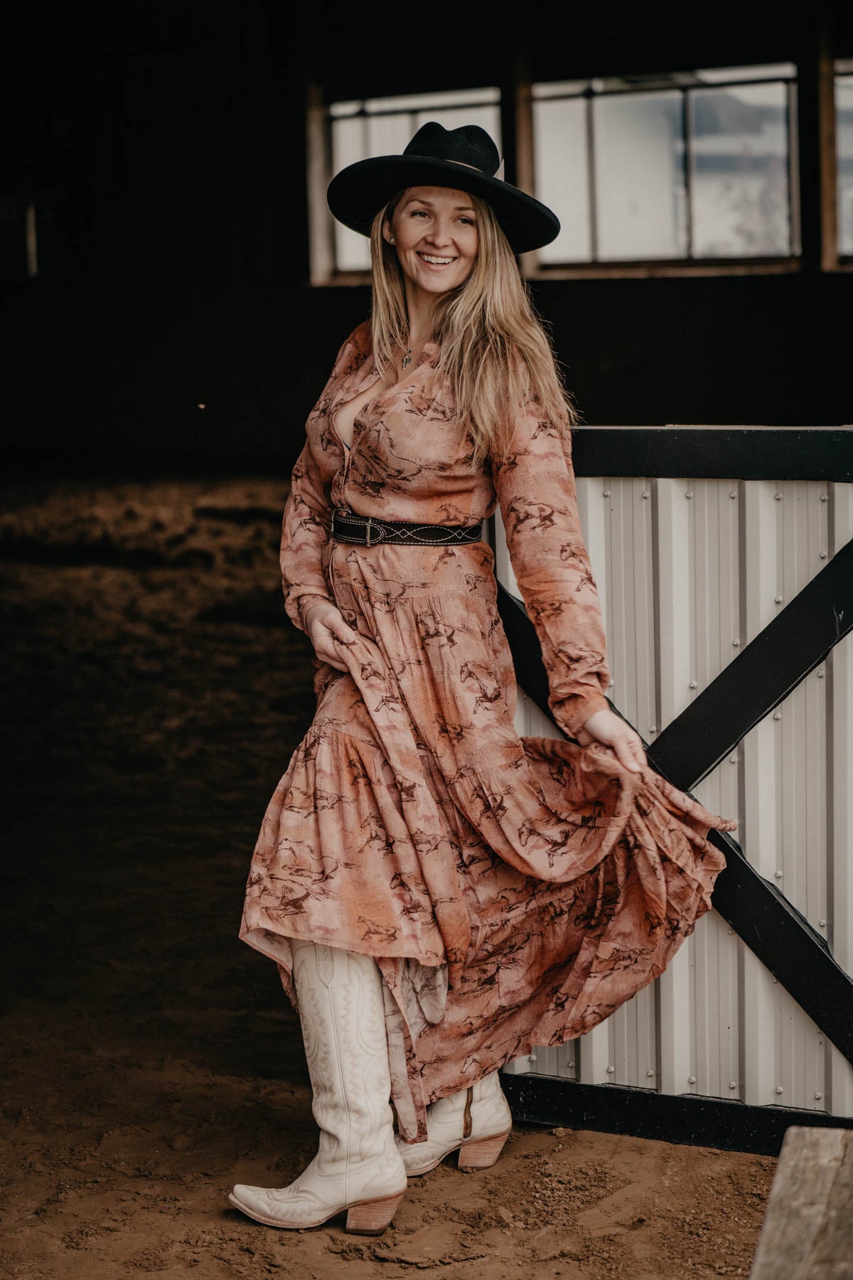 'Gallop Away' Ariat Horse Print Maxi Dress (One L Only)