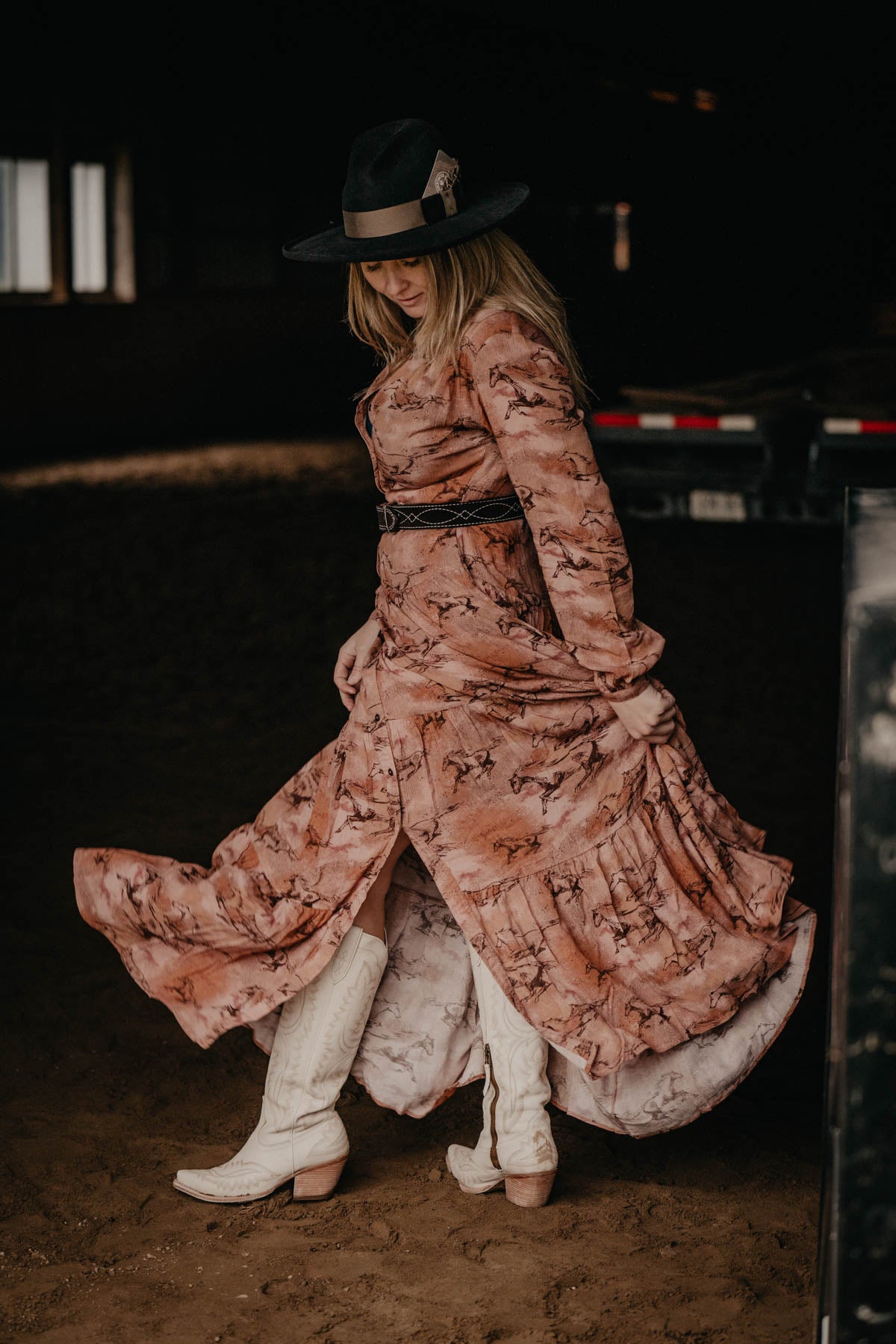 'Gallop Away' Ariat Horse Print Maxi Dress (One L Only)