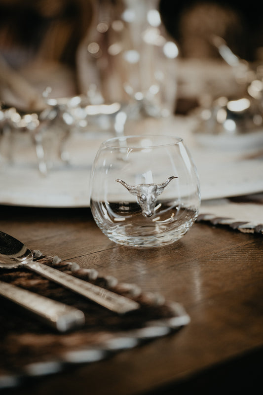 Glass & Pewter Longhorn Stemless Wineglass