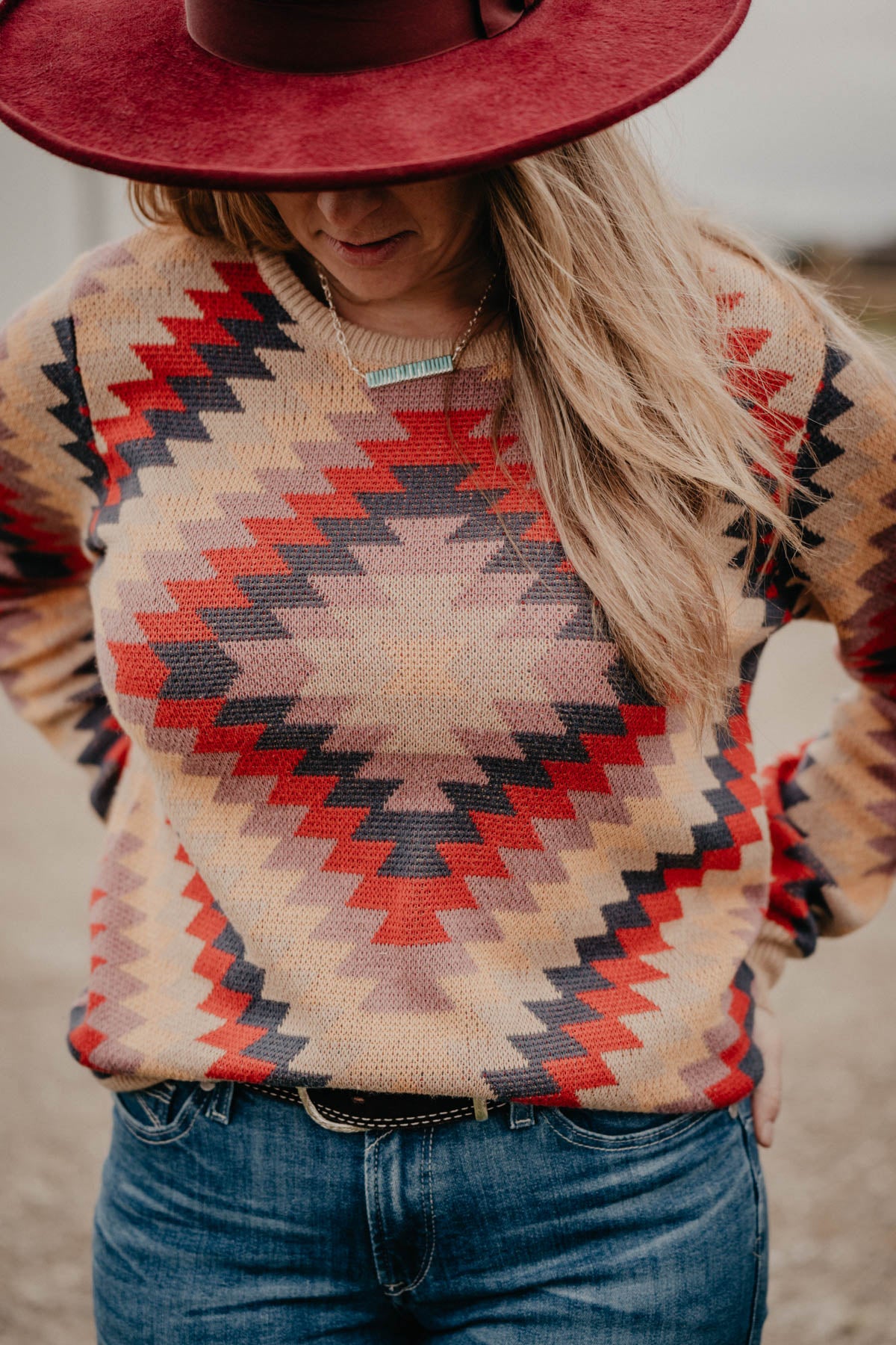 'Daphne' Geometric Knit Sweater (S - XXL)