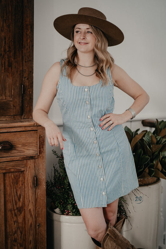 'Tucker' Women's Wrangler Striped Denim Dress (S-XXL)