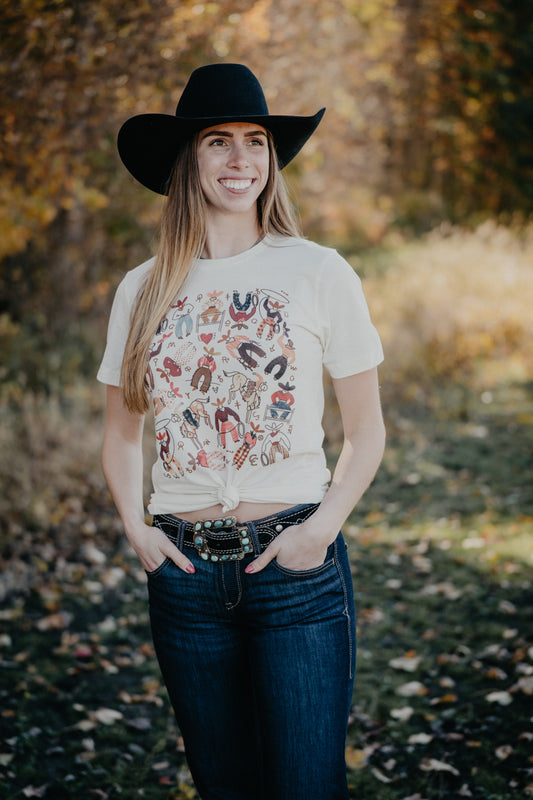 'Way Out West' Natural T-shirt by XOXO Art & Co (XS-XXL)