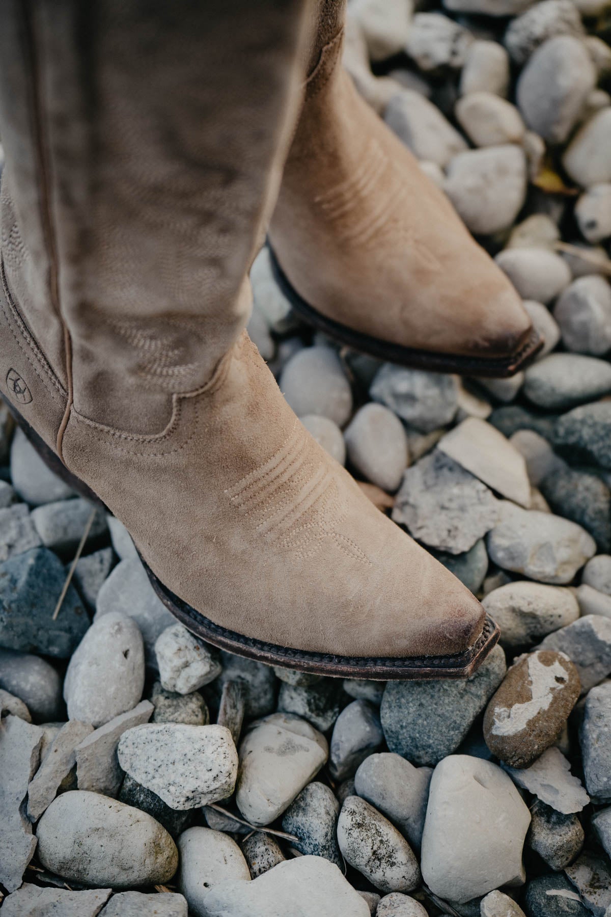 'Laramie' Ariat Tall Suede Western Boot with Calf Stretch Fit {Distressed Dijon}