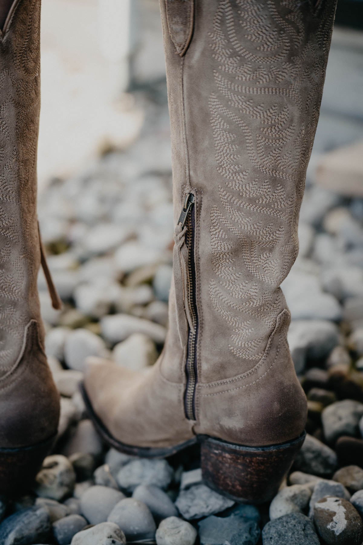 'Laramie' Ariat Tall Suede Western Boot with Calf Stretch Fit {Distressed Dijon}