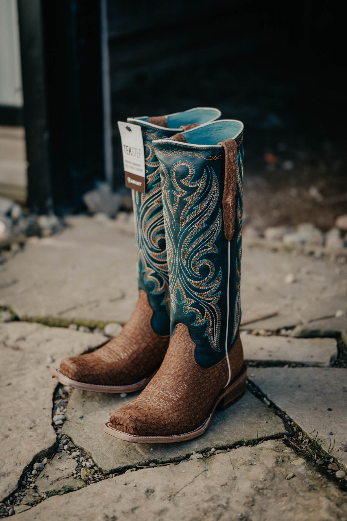 Futurity Starlight Western Boot by Ariat (Tan and Teal)