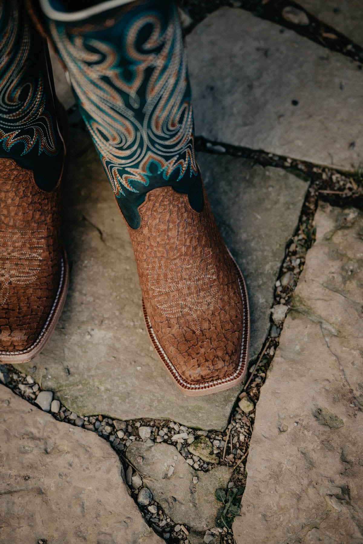 Futurity Starlight Western Boot by Ariat (Tan and Teal)