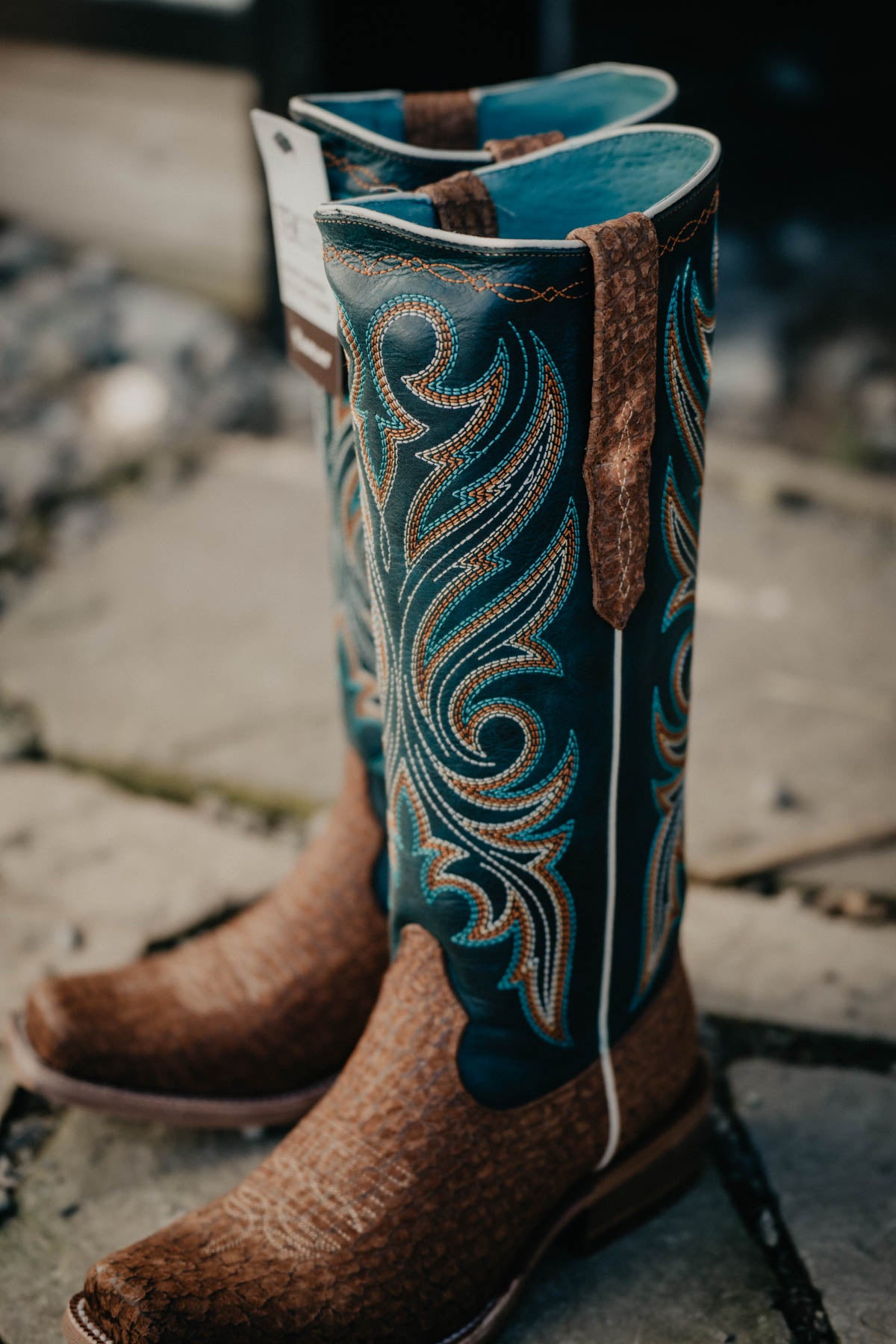 Futurity Starlight Western Boot by Ariat (Tan and Teal)