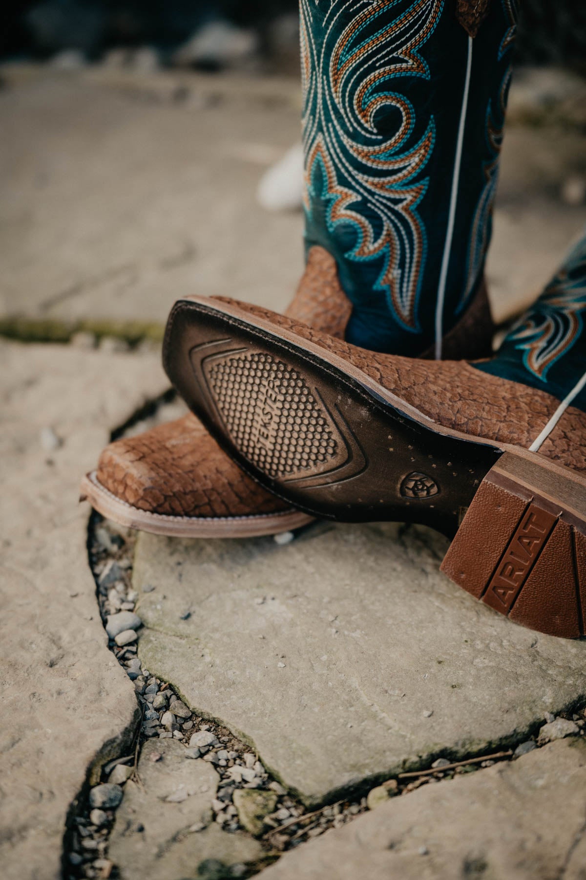 Futurity Starlight Western Boot by Ariat (Tan and Teal)