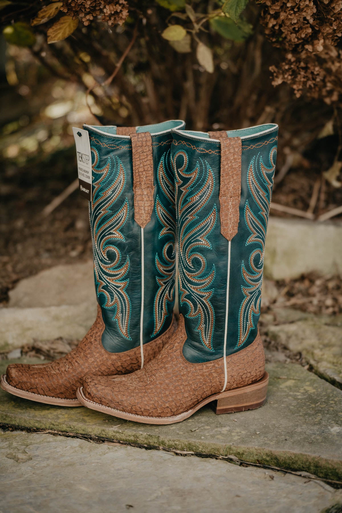 Futurity Starlight Western Boot by Ariat (Tan and Teal)