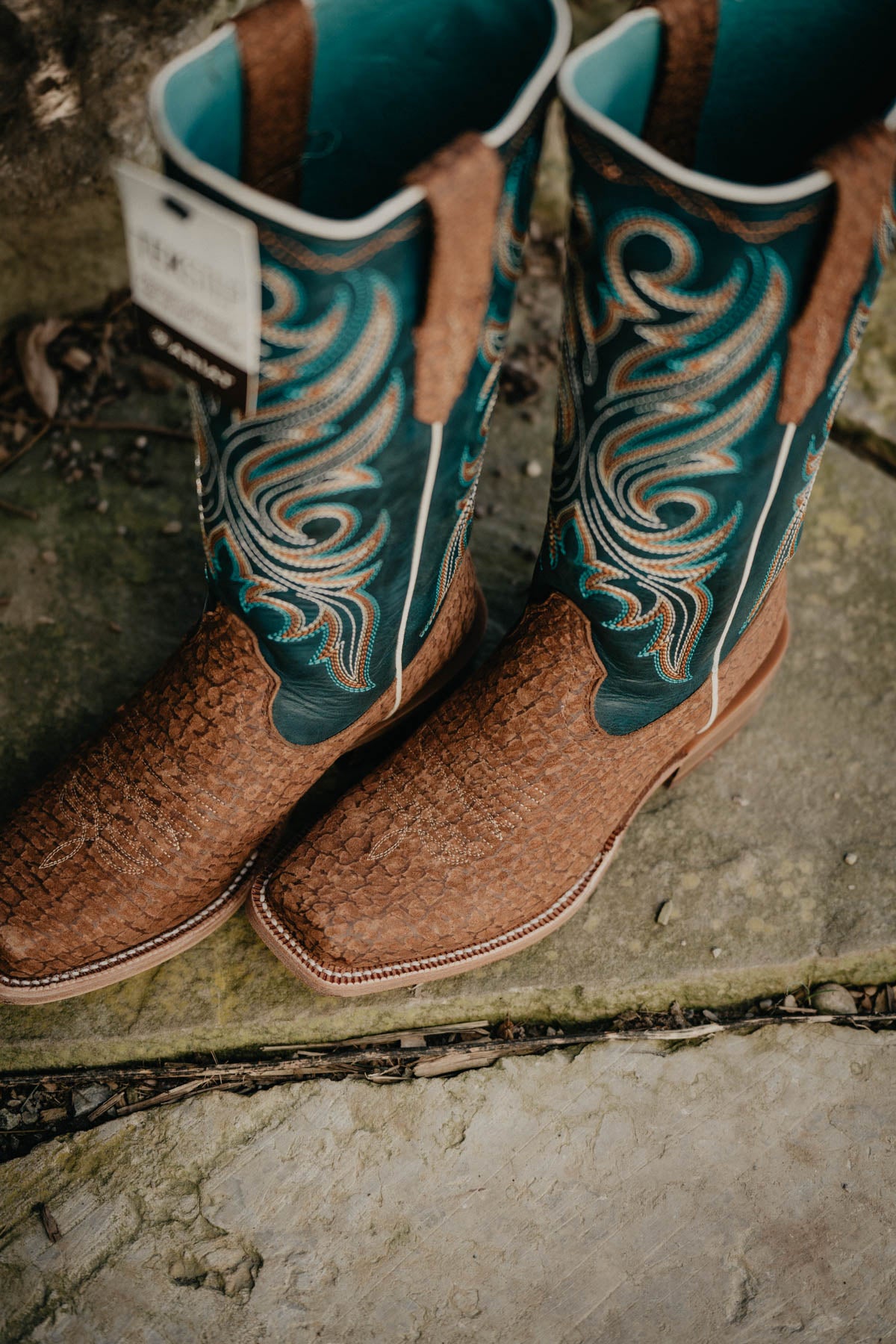 Futurity Starlight Western Boot by Ariat (Tan and Teal)